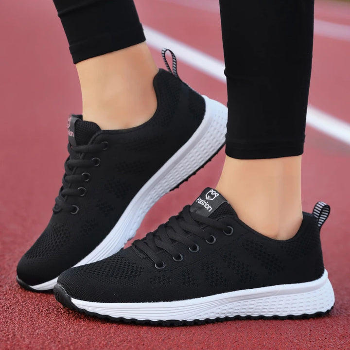 Women's Breathable Mesh Sneakers – Casual Lace-Up Walking Shoes