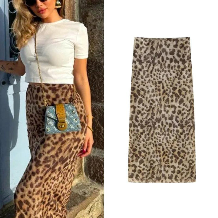 Women's Leopard Print Midi Skirt – Elegant & Chic for Any Occasion