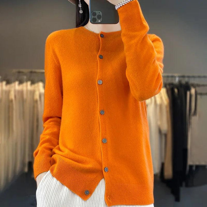 Women’s O-Neck 100% Merino Wool Cashmere Cardigan