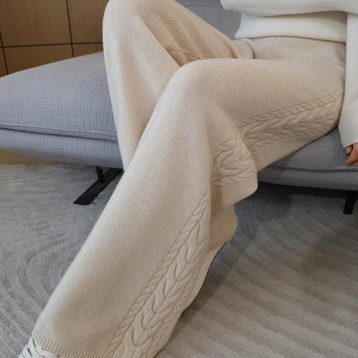 100% Wool Women's High-Waisted Wide-Leg Pants – Premium Merino Wool