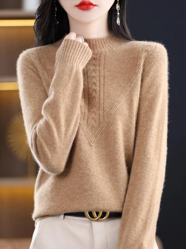 Women’s 100% Merino Wool O-Neck Cashmere Pullover