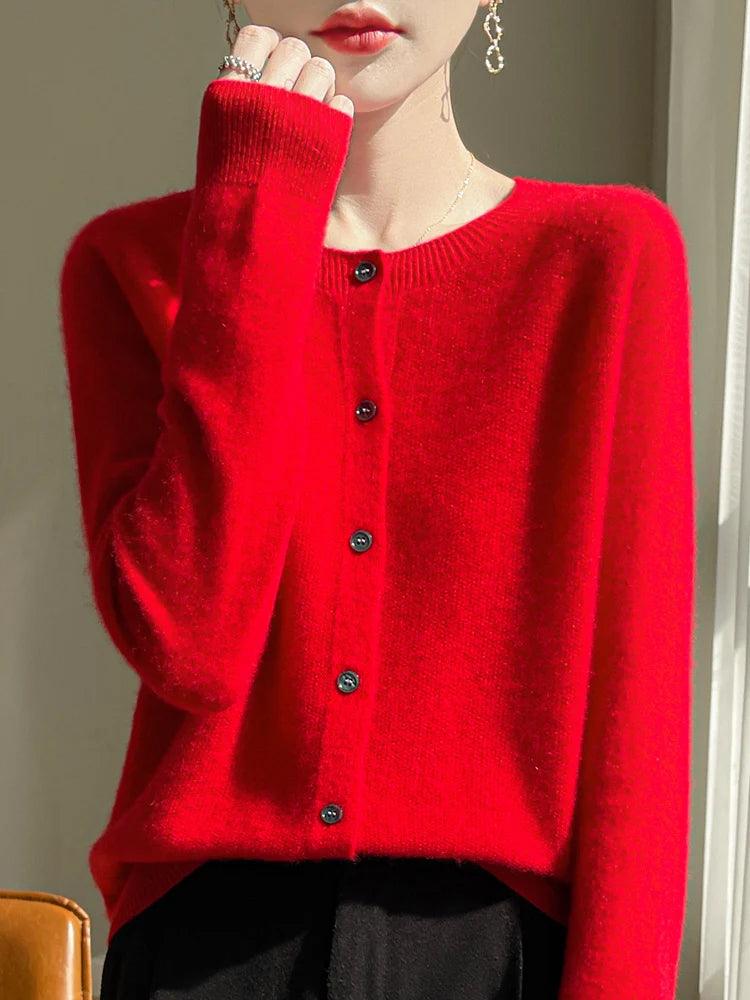 Spring Women's 100% Merino Wool Cardigan