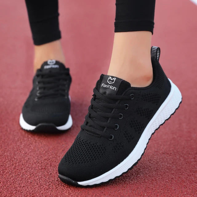 Women's Breathable Mesh Sneakers – Casual Lace-Up Walking Shoes