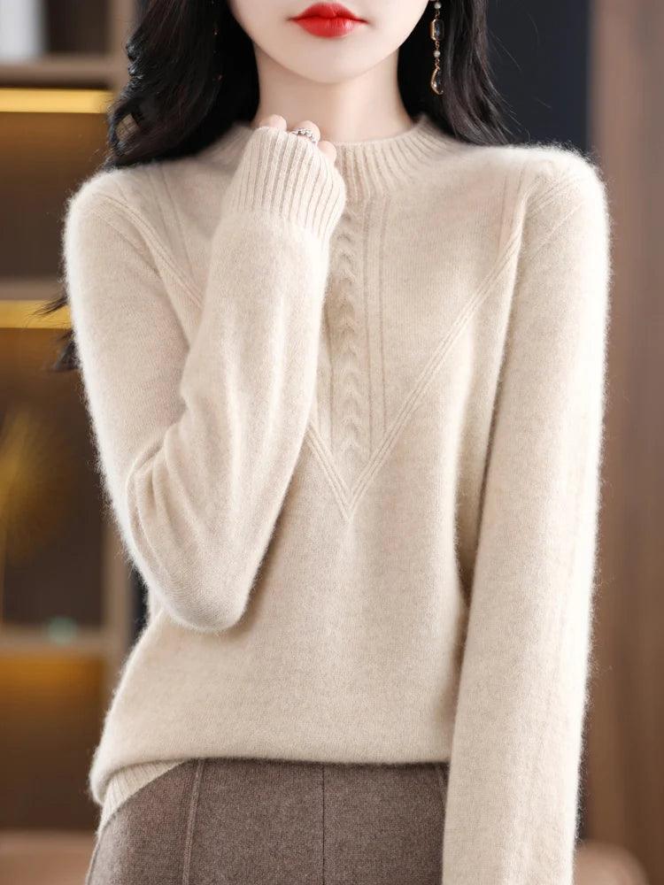 Women’s 100% Merino Wool O-Neck Cashmere Pullover