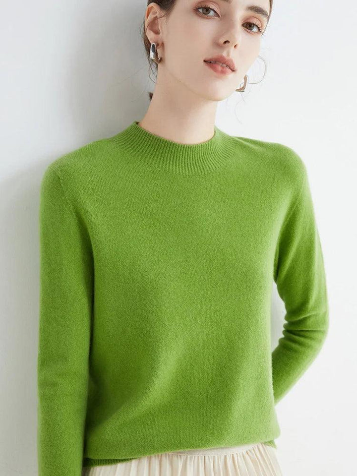 Women’s 100% Merino Wool Seamless Half-High Collar Pullover