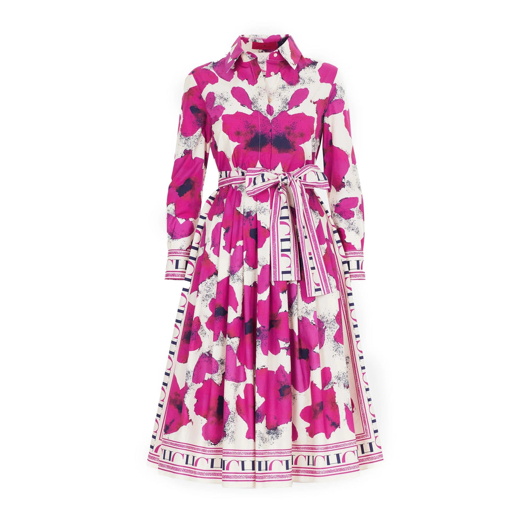 Women's Floral Print Long-Sleeve Shirt Dress – Elegant Maxi Party Dress