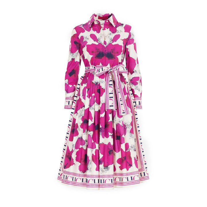 Women's Floral Print Long-Sleeve Shirt Dress – Elegant Maxi Party Dress
