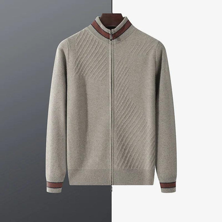 Men’s Pure Wool Knitted Cardigan – Casual Loose-Fit Sweater Coat