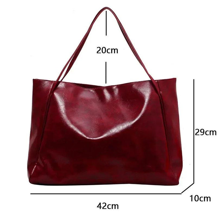 Women's Large Capacity PU Leather Tote Bag – Soft Shoulder & Crossbody Bag