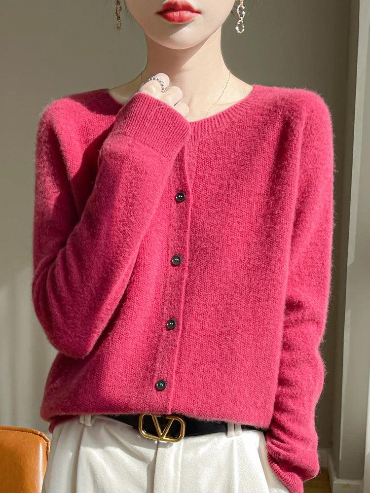 Spring Women's 100% Merino Wool Cardigan