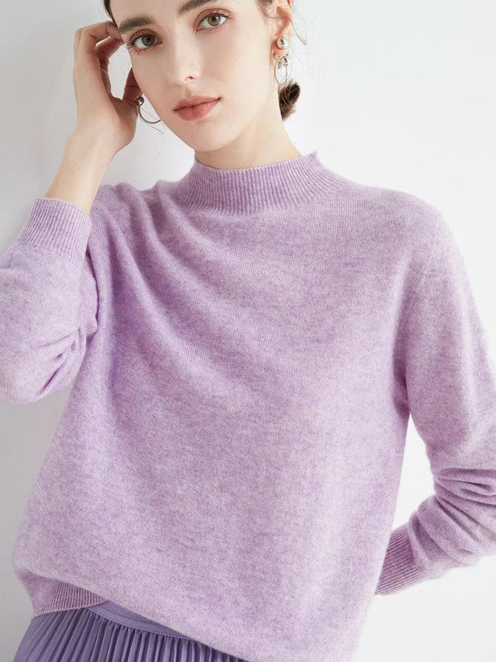 Women’s 100% Merino Wool Seamless Half-High Collar Pullover