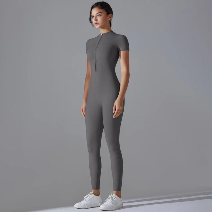 Women's One-Piece Yoga Jumpsuit – Short Sleeve Gym Fitness Bodysuit