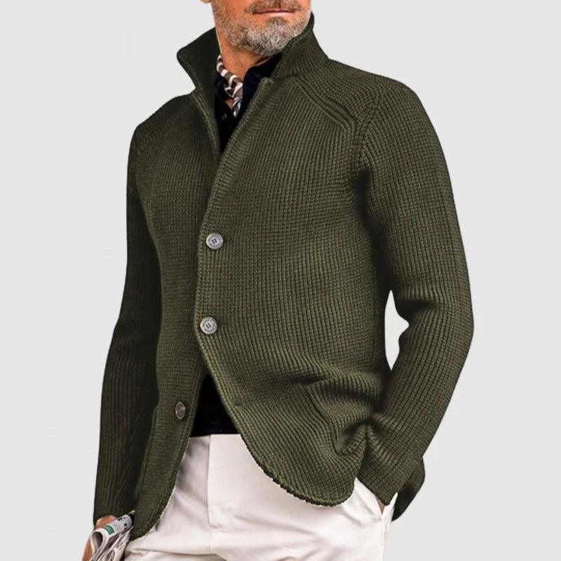 Men's Knitted Cardigan - Classic Button-Up Sweater with Ribbed Design for Sophisticated Style