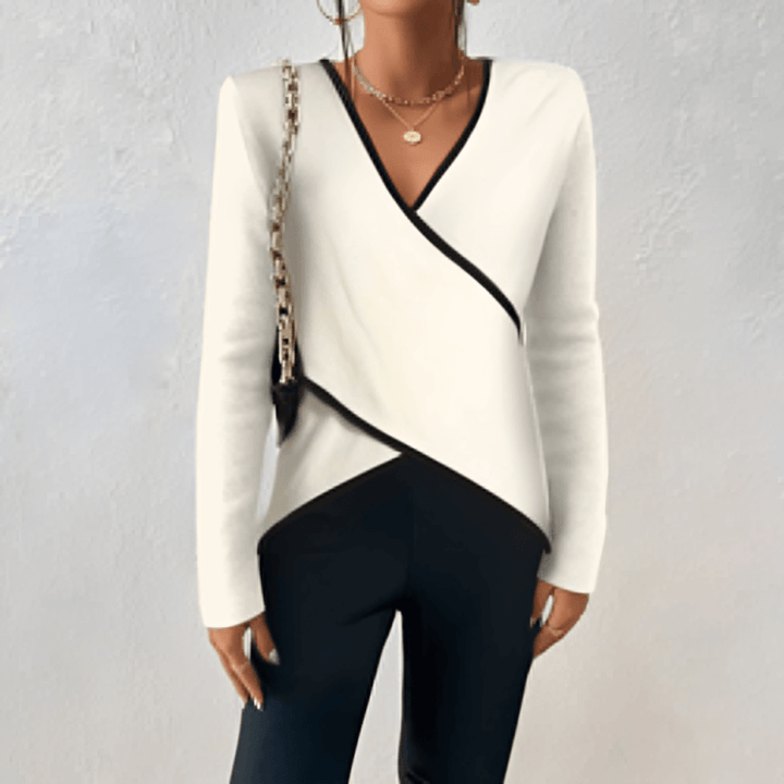 V-neck Elegant and stylish long-sleeved sweater for women