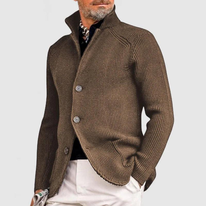 Men's Knitted Cardigan - Classic Button-Up Sweater with Ribbed Design for Sophisticated Style