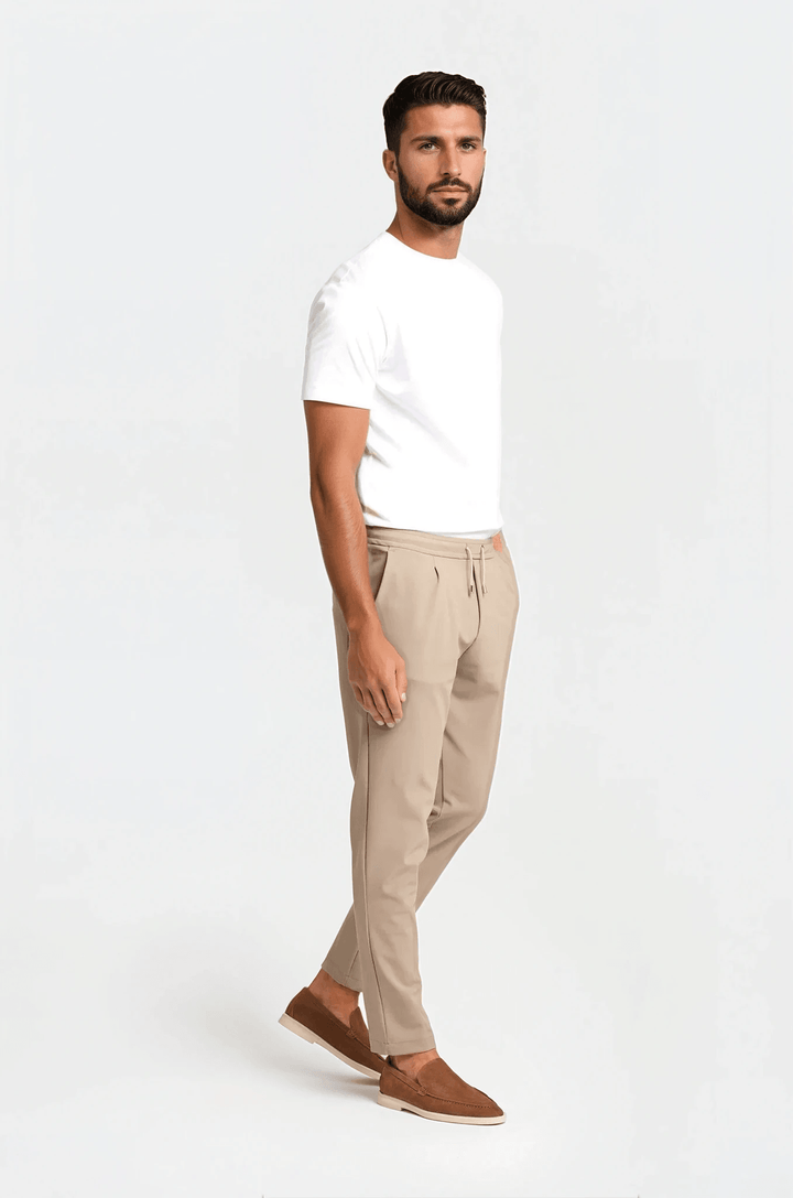 Light Beige Smart Pants – Men's Slim-Fit Stretch Trousers for Casual & Formal Wear