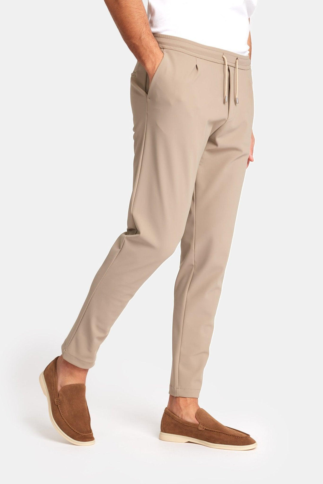 Light Beige Smart Pants – Men's Slim-Fit Stretch Trousers for Casual & Formal Wear